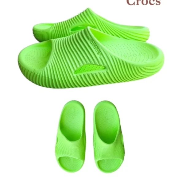Crocs Recovery Sandal Mellow Tide Lime Green Neon Slide Slip Waterproof Women 9 - Picture 12 of 12